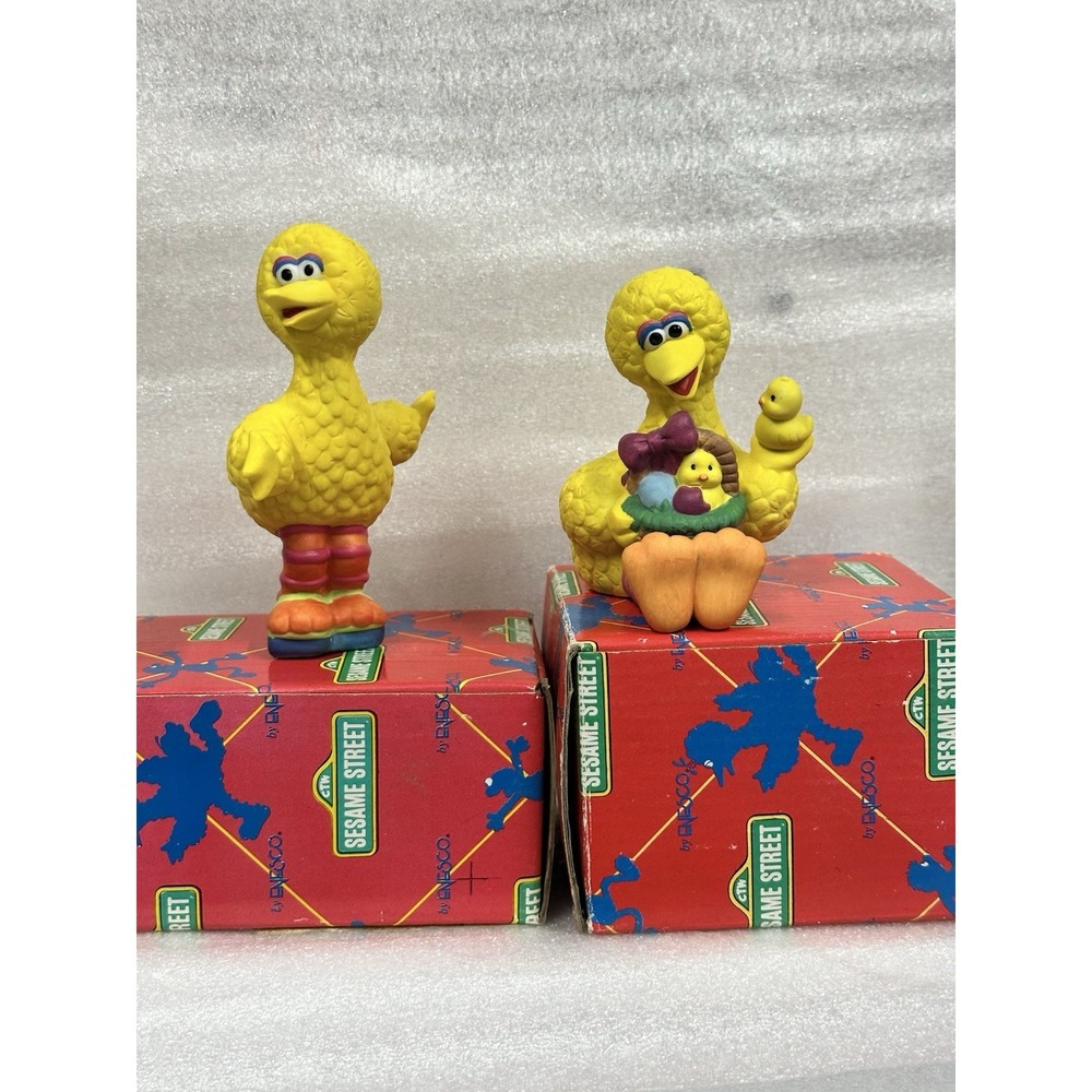 Vintage Sesame Street Big Bird Licensed Enesco 1993 Set Of 2 In Original Box - Picture 12 of 12